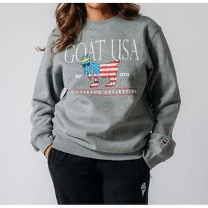 GOAT USA Freedom Collection Crewneck Sweatshirt Mens Medium Gray USA‎ Flag Logo